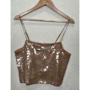 NEW Madewell Sequin Cami Tank Top Womens Strappy‎ Sparkle Square Neck Y2K Large
